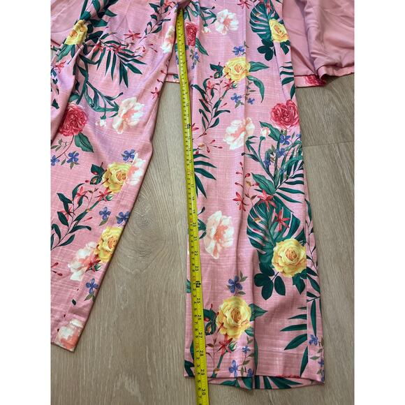 Rachel Zoe Women’s Suit Set Pink Floral Tropical Size Large Blazer NWT - Picture 7 of 12
